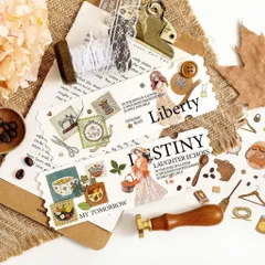 Set 4 Tấm Sticker Trong Suốt Cắt Bế Sẵn Trang Trí Sổ Tay, Bullet Journal, Scrapbook Style Vintage Cute (Gift in the Dalm