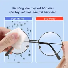 Hộp 100 Khăn Lau Kính Nano Ướt Dùng 1 Lần Chống Bám Hơi Nước, Chống Mờ Sương Cho Kính Mắt, Màn Hình Điện Thoại, Laptop