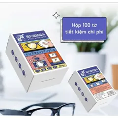 Hộp 100 Khăn Lau Kính Nano Ướt Dùng 1 Lần Chống Bám Hơi Nước, Chống Mờ Sương Cho Kính Mắt, Màn Hình Điện Thoại, Laptop