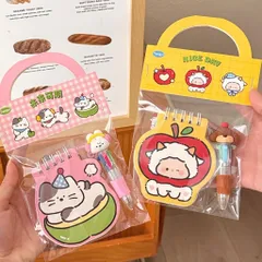 Set Quà Mini 3 Món Văn Phòng Phẩm Hoạt Hình Cute Sổ Tay Lò Xo Sticker Bút Bi Ngòi Icon Làm Quà Tặng Cho Học Sinh Sinh Vi