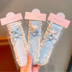 Băng đô tóc velcro nữ phong cách vintage ren nơ hoa sao biển vỏ sò phụ kiện tóc nữ