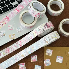 Cuộn 500 tem sticker Sanrio trang trí, sticker cuộn nhiều mẫu dễ thương dán sổ tay đồ dùng học tập