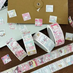 Cuộn 500 tem sticker Sanrio trang trí, sticker cuộn nhiều mẫu dễ thương dán sổ tay đồ dùng học tập