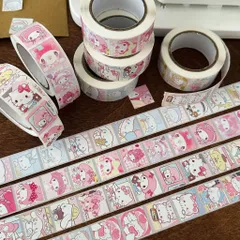 Cuộn 500 tem sticker Sanrio trang trí, sticker cuộn nhiều mẫu dễ thương dán sổ tay đồ dùng học tập