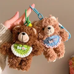 Móc Khóa Teddy Xù Đeo Yếm Kèm Phụ Kiện Cute Gấu Bông Mini Treo Balo Túi Xách Quà Tặng Dễ Thương