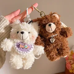 Móc Khóa Teddy Xù Đeo Yếm Kèm Phụ Kiện Cute Gấu Bông Mini Treo Balo Túi Xách Quà Tặng Dễ Thương