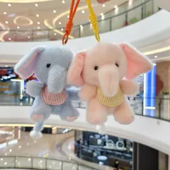 Móc Khóa Voi Bông Đeo Yếm Kẻ 13cm – Thú Bông Mini Treo Cặp, Túi Xách, Chìa Khóa Dễ Thương, Quà Tặng Cute