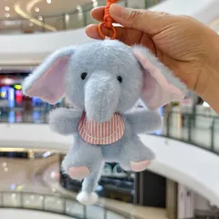 Móc Khóa Voi Bông Đeo Yếm Kẻ 13cm – Thú Bông Mini Treo Cặp, Túi Xách, Chìa Khóa Dễ Thương, Quà Tặng Cute