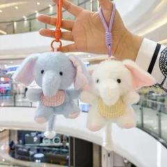 Móc Khóa Voi Bông Đeo Yếm Kẻ 13cm – Thú Bông Mini Treo Cặp, Túi Xách, Chìa Khóa Dễ Thương, Quà Tặng Cute