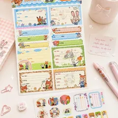 Set 20 Nhãn Vở Zootopia Dễ Thương Cho Học Sinh Tự Dán Tiện Lợi