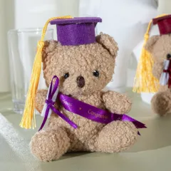 Gấu teddy tốt nghiệp đội mũ đeo sash cầm bằng, gấu bông tốt nghiệp dễ thương, quà tặng tốt nghiệp