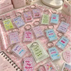 Móc khóa nhựa MeMe handmade thông điệp cute, móc khóa trang trí balo túi xách, quà tặng nhỏ xinh