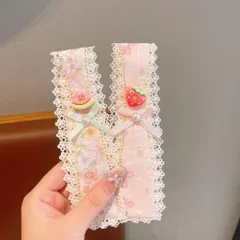 Dán tóc mái dài viền ren gắn charm hoa quả, băng đô tóc nữ dễ thương nhiều mẫu