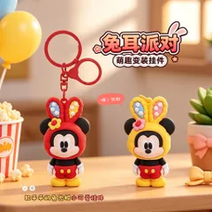 Móc Khóa Thú Dẻo Mickey Đội Mũ Cosplay Thỏ 2 Màu Treo Chìa Khóa Balo Túi Xách Phụ Kiện Cute Quà Tặng Dễ Thương