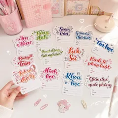 Set 20 nhãn vở từng môn học bullet cấp 1 cấp 2 cấp 3 phiên bản 2026