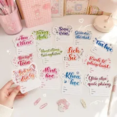 Set 20 nhãn vở từng môn học bullet cấp 1 cấp 2 cấp 3 phiên bản 2026