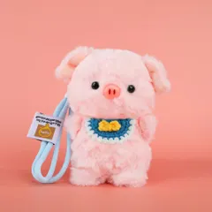 Móc Khóa Thú Bông Xù Đeo Yếm Len 12cm Kèm Dây Thừng Cute Treo Cặp, Treo Balo, Treo Túi Xách, Quà Tặng Dễ Thương