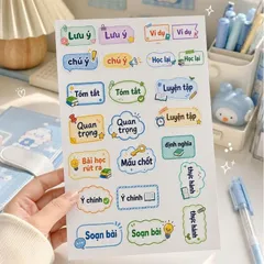 Set 2 tấm sticker meme Tiếng Việt cute, sticker dán vở sổ tay laptop điện thoại, nhãn dán trang trí
