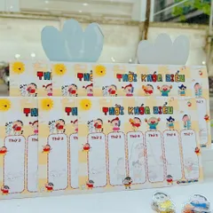 Set 3 tờ thời khóa biểu Shin dễ thương cho học sinh sinh viên lịch học theo tuần