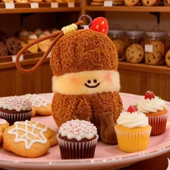 Móc khóa bánh ngọt nhồi bông size 16cm mềm mịn, móc treo balo túi xách, thú bông bánh kem dễ thương