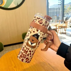 Bình Giữ Nhiệt Lucky Puppy Da Báo Size Đại 1200ml Có Tay Cầm Tiện Lợi
