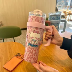 Bình Giữ Nhiệt Lucky Puppy Da Báo Size Đại 1200ml Có Tay Cầm Tiện Lợi