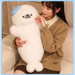 Gối Ôm Hải Cẩu Trắng Xinh Đội Mũ 70cm Gấu Bông Siêu Mềm Ôm Ngủ Trang Trí Phòng Quà Tặng Dễ Thương