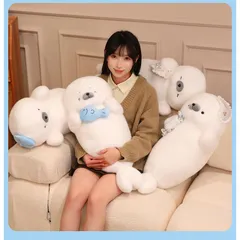 Gối Ôm Hải Cẩu Trắng Xinh Đội Mũ 70cm Gấu Bông Siêu Mềm Ôm Ngủ Trang Trí Phòng Quà Tặng Dễ Thương