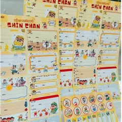 Set 20 nhãn vở Shin Chan kèm sticker dễ thương nhãn dán vở học sinh