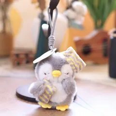 Móc Khóa Cánh Cụt Bông Nhiều Màu Ôm Gối Ngủ 13cm Kèm Dây Thừng, Móc Treo Balo Túi Xách Chìa Khóa Cute Hot Trend Quà Tặng