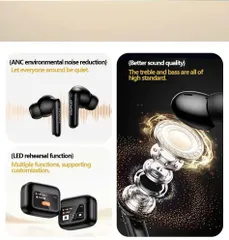 Tai Nghe Bluetooth AWEI T56 ANC Màn Hình Cảm Ứng Màu, Chống Ồn ANC+ENC, Bluetooth 5.4 (P133480)