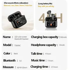 Tai Nghe Bluetooth AWEI T56 ANC Màn Hình Cảm Ứng Màu, Chống Ồn ANC+ENC, Bluetooth 5.4 (P133480)
