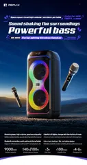 Loa Karaoke REMAX RB-MB10 Kèm 2 Micro Không Dây Công Suất 140W Bluetooth 6.0 Loa Kép 8 Inch (P133422)