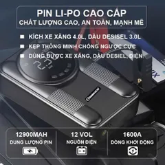 [SOULOR 2026 V3 12.900MAH] Bộ Kích bình bơm lốp ô tô Xe máy Kẹp Thông Minh, Kiêm sạc dự phòng (P133387)
