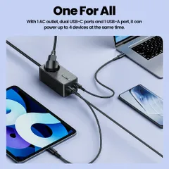 Bộ sạc nhanh 67W Toocki, 2 cổng C + 1 USB + 1 AC 220V, công suất 2500W (P132899)