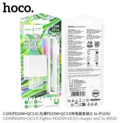 Bộ Sạc Nhanh HOCO C109 (US) Fighter- Sạc Nhanh PD20W-QC3.0 - Sạc Ổn Định Cho Mọi Thiết Bị. (P132016)
