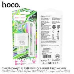 Bộ Sạc Nhanh HOCO C109 (US) Fighter- Sạc Nhanh PD20W-QC3.0 - Sạc Ổn Định Cho Mọi Thiết Bị. (P132016)