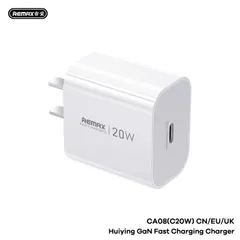 Củ sạc nhanh REMAX Huiying GaN Fast Charging Charger CA08(C20W) CN-EU sử dụng công nghệ gan hiện đại (P131915)