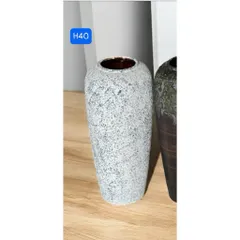 Bình hoa dáng bom cao 40cm cắm hòa, cành đào, lựu tết mộc ganh Gốm Plus, bom chân vuông Bát Tràng cắm tuyết mai