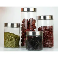 Hũ thuỷ tinh trơn/Lọ thuỷ tinh nắp inox dung tích 900ml, 1250ml, 1650ml và 2100ml đựng thực phẩm, gia vị tránh ẩm mốc