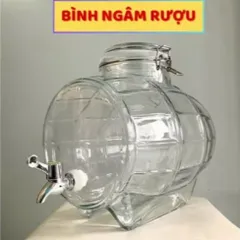 (3L, 5L, 8L) -  Bình Ngâm R.ư.ợ.u, Hoa Quả Thủy Tinh Dày Dặn Cao Cấp, Hình Trống Đẹp Mắt, Có Vòi Tiện Lợi, Dung Tích