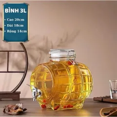 (3L, 5L, 8L) -  Bình Ngâm R.ư.ợ.u, Hoa Quả Thủy Tinh Dày Dặn Cao Cấp, Hình Trống Đẹp Mắt, Có Vòi Tiện Lợi, Dung Tích