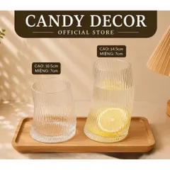 Ly thuỷ tinh/ Cốc thuỷ tinh sọc dáng cong dung tích 350ml và 550ml