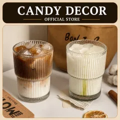 Ly thuỷ tinh/ Cốc thuỷ tinh dáng cao cấp hoạ tiết kẻ sọc phân tầng