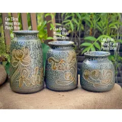 (Nhiều Màu) - Set 3 Bình Hoa Men Nâu Mộc Gốm Sứ Bát Tràng Dáng đơn giản – mộc mạc | Decor nhà cửa – studio chụp ảnh