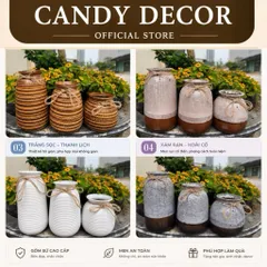 (Nhiều Màu) - Set 3 Bình Hoa Men Nâu Mộc Gốm Sứ Bát Tràng Dáng đơn giản – mộc mạc | Decor nhà cửa – studio chụp ảnh