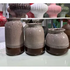(Nhiều Màu) - Set 3 Bình Hoa Men Nâu Mộc Gốm Sứ Bát Tràng Dáng đơn giản – mộc mạc | Decor nhà cửa – studio chụp ảnh