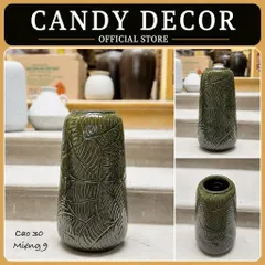 Bình hoa dáng đu đủ khắc lá men ngọc bích hàng gốm sứ Bát Tràng decor nhà xinh và sang