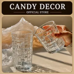 Ly Thuỷ Tinh, Cốc Thuỷ Tinh Hoạ Tiết Kẻ Caro Dung Tích 300ml và 350ml Thiết Kế Sang Trọng Thích Hợp Decor, Đựng Trà,...