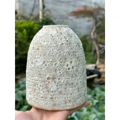 Bình Hoa Gốm Mini 15cm | Để Bàn Decor Dáng Chuông Vân Ganh Gốm Sứ Bát Tràng men gốm sắc nét họa tiết vân ngang